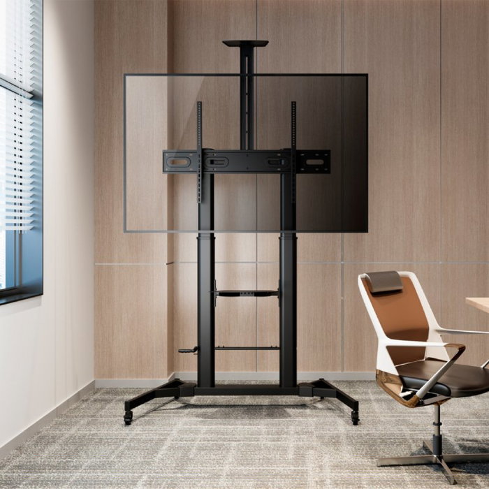 Aisens Soporte de Suelo ECO con Ruedas y Manivela Negro Aisens Soporte de Suelo ECO con Ruedas y Manivela Negro